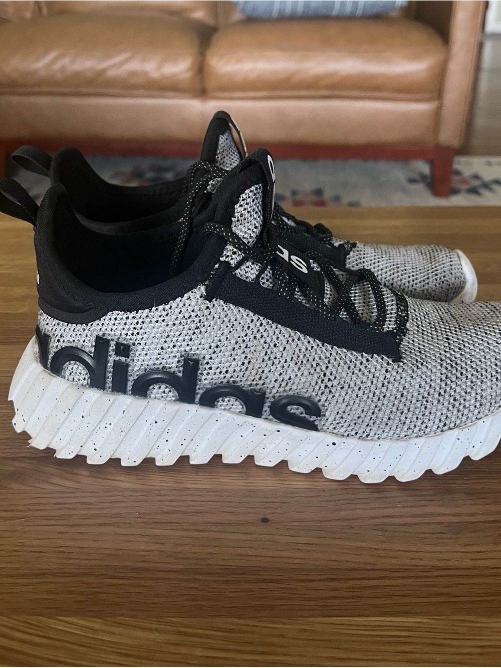 adidas Kids Grey & Black Knit Athletic Sneakers